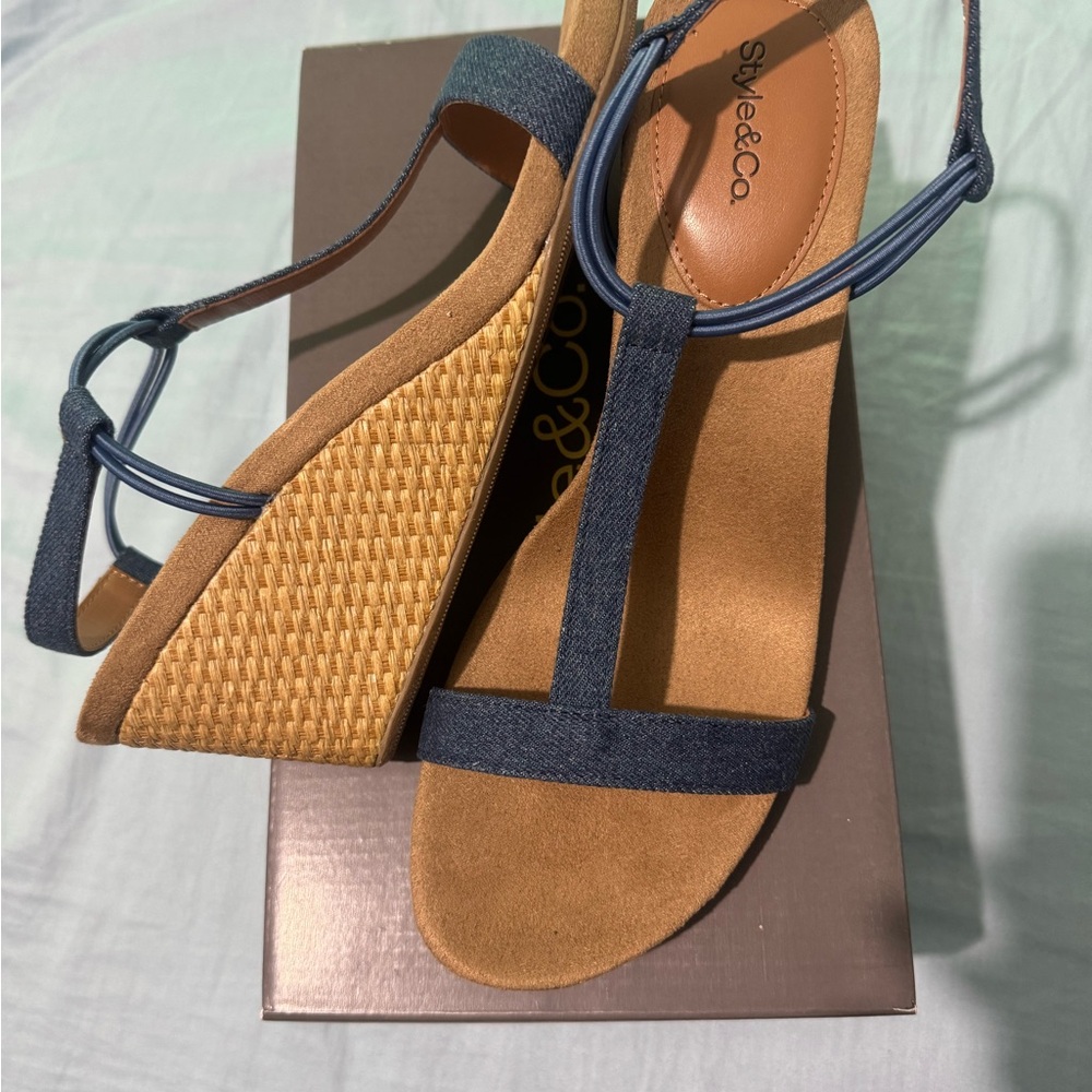 Style & Co. Women's Blue Wedge Sandals